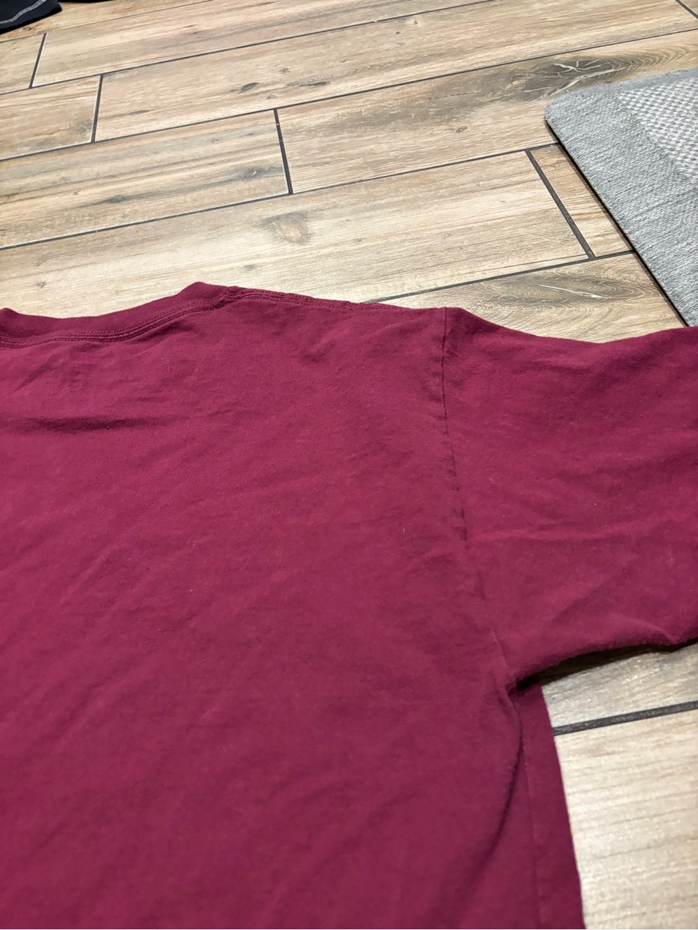 Champion Mens Large Blank Maroon Red Short Sleeve Heavyweight T Shirt - Picture 5 of 5